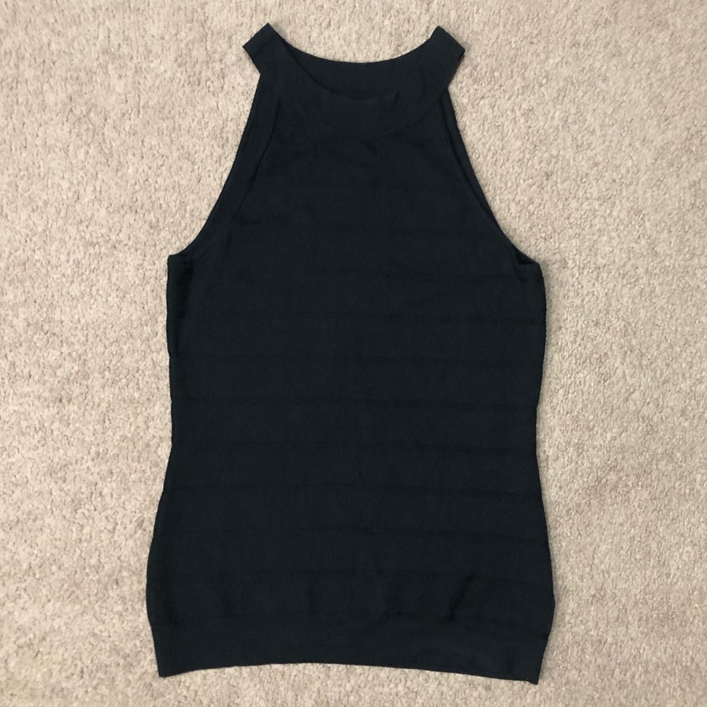 Anne Klein Black High Neck Sweater Tank Top NWOT